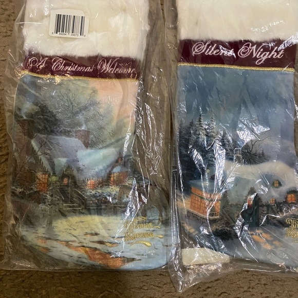 Vintage Thomas Kinkade Set Of 2 Silent Night and A Christmas Welcome Stockings - Picture 13 of 14